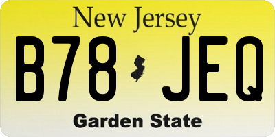 NJ license plate B78JEQ