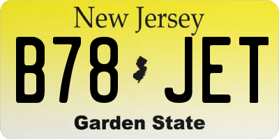 NJ license plate B78JET