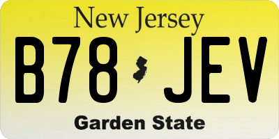 NJ license plate B78JEV