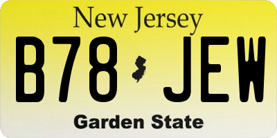 NJ license plate B78JEW
