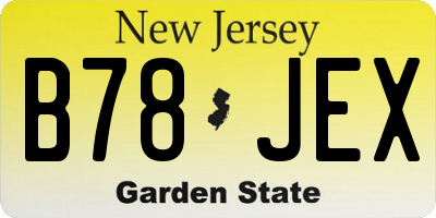NJ license plate B78JEX