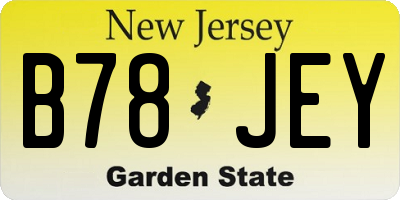 NJ license plate B78JEY