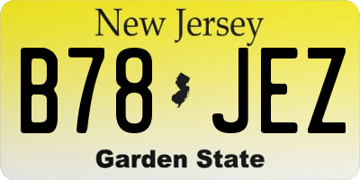 NJ license plate B78JEZ