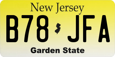 NJ license plate B78JFA