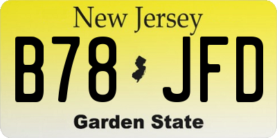 NJ license plate B78JFD