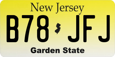 NJ license plate B78JFJ