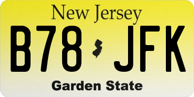 NJ license plate B78JFK