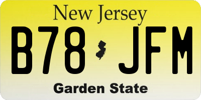 NJ license plate B78JFM