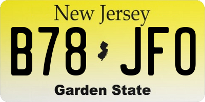 NJ license plate B78JFO
