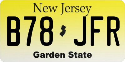 NJ license plate B78JFR