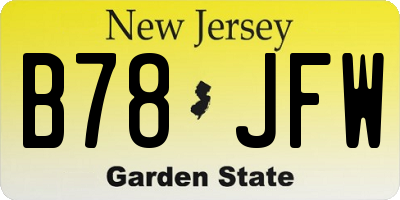 NJ license plate B78JFW