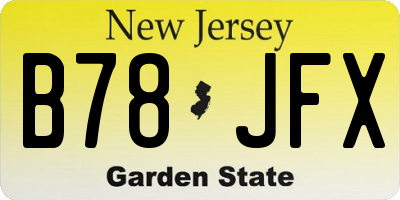 NJ license plate B78JFX