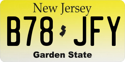 NJ license plate B78JFY