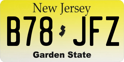 NJ license plate B78JFZ