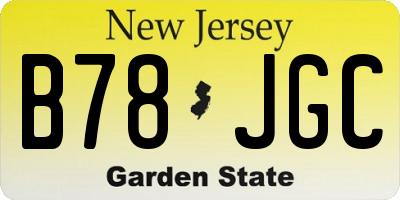 NJ license plate B78JGC
