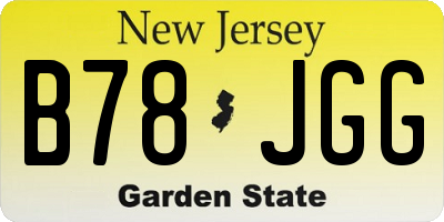 NJ license plate B78JGG