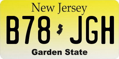 NJ license plate B78JGH