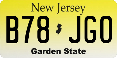 NJ license plate B78JGO