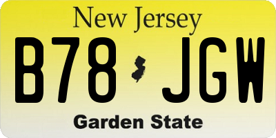 NJ license plate B78JGW