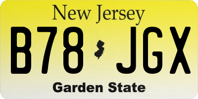 NJ license plate B78JGX