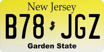 NJ license plate B78JGZ