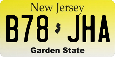 NJ license plate B78JHA