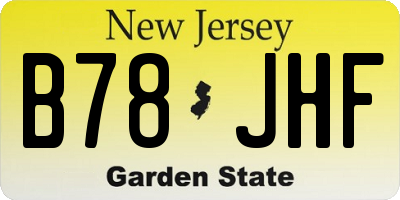 NJ license plate B78JHF