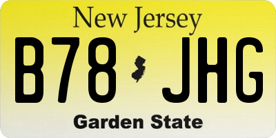 NJ license plate B78JHG