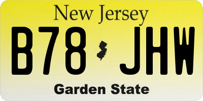 NJ license plate B78JHW