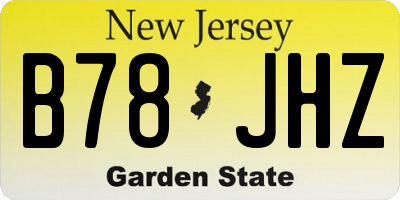 NJ license plate B78JHZ