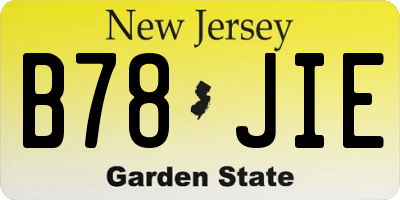 NJ license plate B78JIE