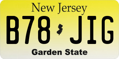 NJ license plate B78JIG