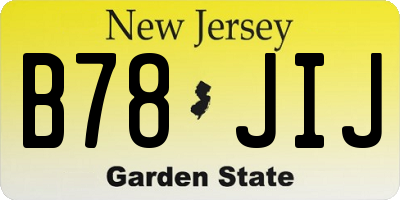NJ license plate B78JIJ