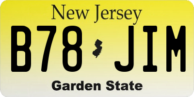 NJ license plate B78JIM