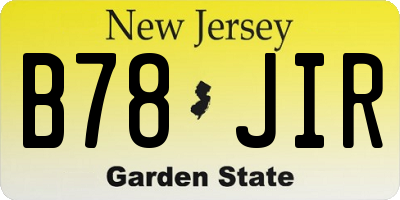 NJ license plate B78JIR