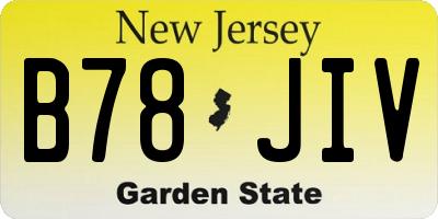 NJ license plate B78JIV