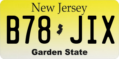NJ license plate B78JIX
