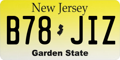 NJ license plate B78JIZ