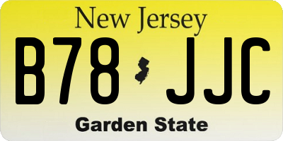 NJ license plate B78JJC