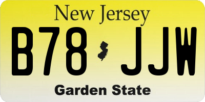 NJ license plate B78JJW