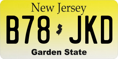 NJ license plate B78JKD