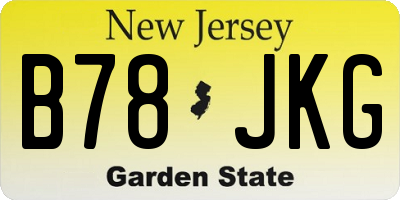 NJ license plate B78JKG
