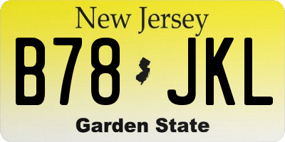 NJ license plate B78JKL