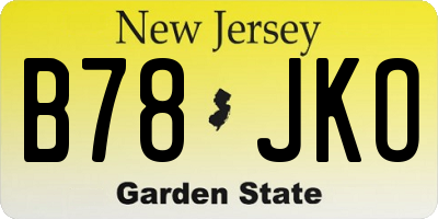NJ license plate B78JKO