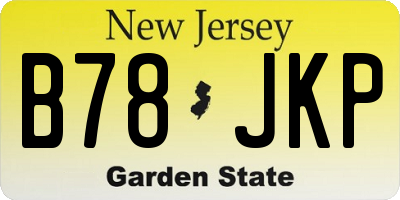 NJ license plate B78JKP