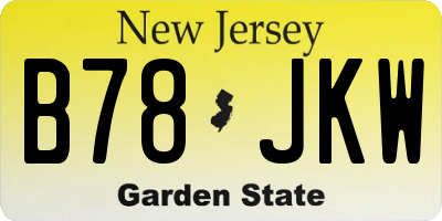 NJ license plate B78JKW