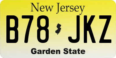 NJ license plate B78JKZ