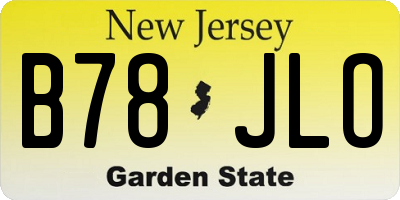 NJ license plate B78JLO