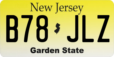 NJ license plate B78JLZ