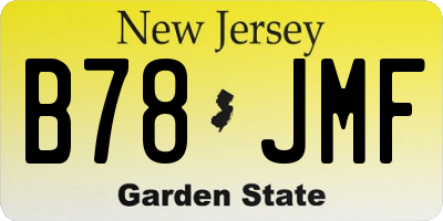 NJ license plate B78JMF
